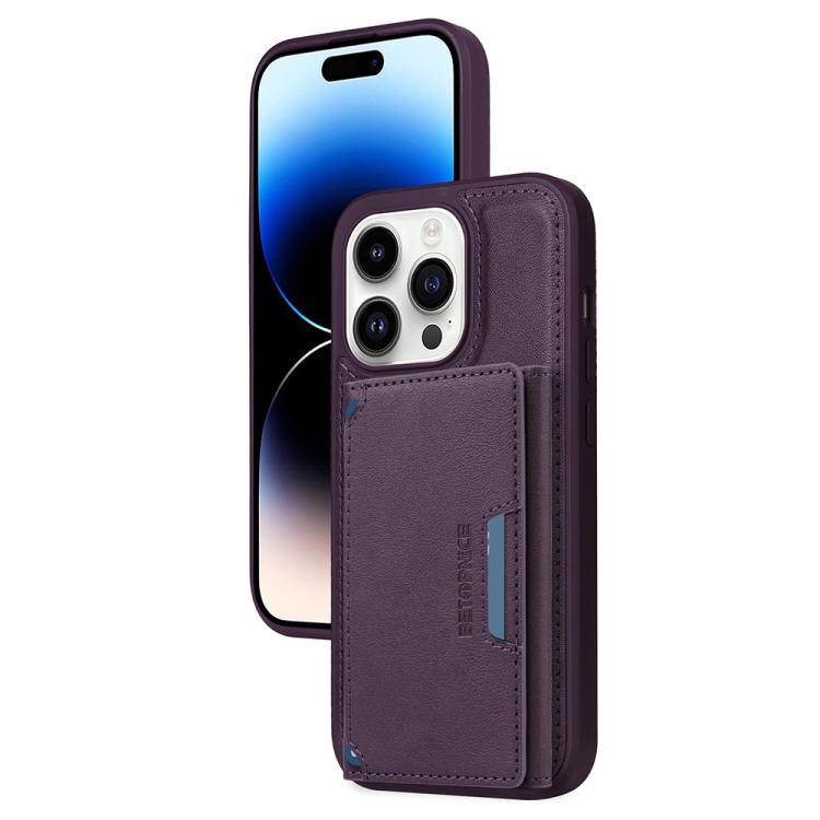 For iPhone 14 Pro BETOPNICE Horizontal Flip Detachable MagSafe Wallet Phone Case(Purple)