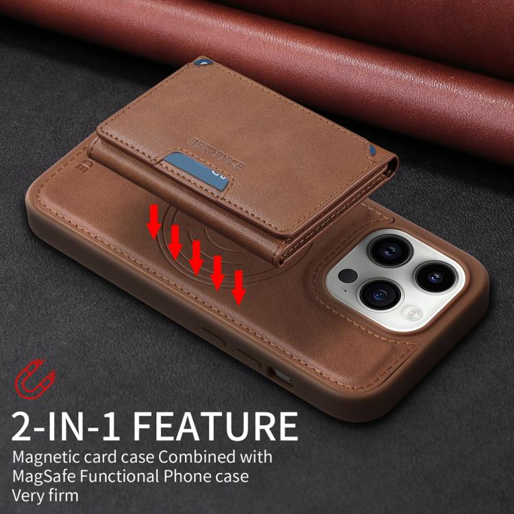 For iPhone 14 Pro BETOPNICE Horizontal Flip Detachable MagSafe Wallet Phone Case(Brown)