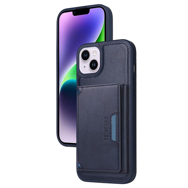 For iPhone 14 Plus BETOPNICE Horizontal Flip Detachable MagSafe Wallet Phone Case(Blue)