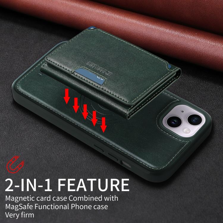 For iPhone 14 Plus BETOPNICE Horizontal Flip Detachable MagSafe Wallet Phone Case(Green)