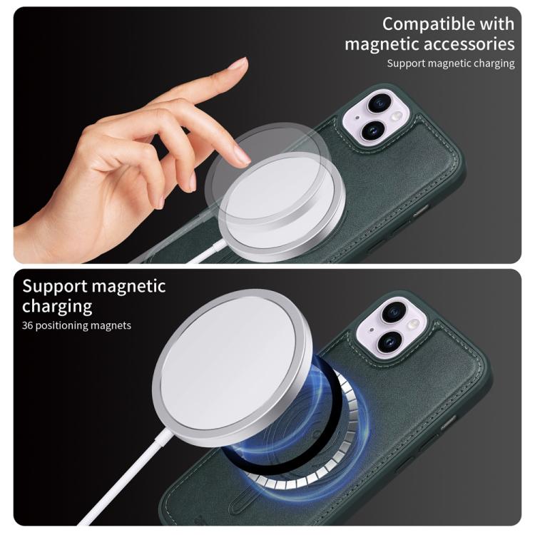 For iPhone 14 Plus BETOPNICE Horizontal Flip Detachable MagSafe Wallet Phone Case(Green)