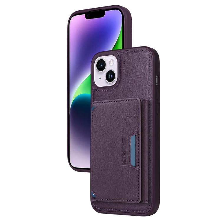 For iPhone 14 Plus BETOPNICE Horizontal Flip Detachable MagSafe Wallet Phone Case(Purple)