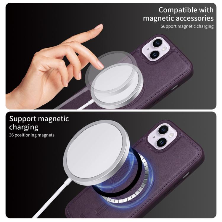 For iPhone 14 Plus BETOPNICE Horizontal Flip Detachable MagSafe Wallet Phone Case(Purple)