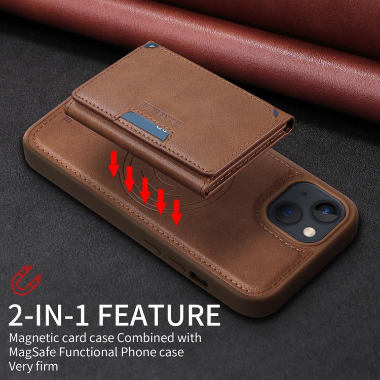 For iPhone 14 / 13 BETOPNICE Horizontal Flip Detachable MagSafe Wallet Phone Case(Brown)