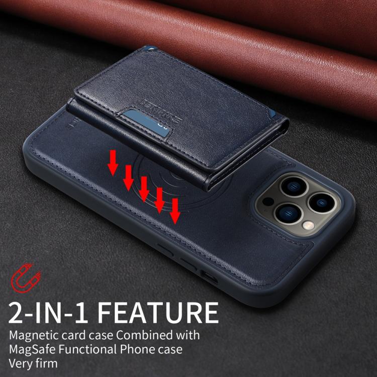 For iPhone 13 Pro Max BETOPNICE Horizontal Flip Detachable MagSafe Wallet Phone Case(Blue)