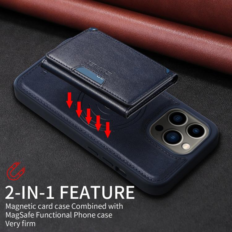For iPhone 13 Pro BETOPNICE Horizontal Flip Detachable MagSafe Wallet Phone Case(Blue)
