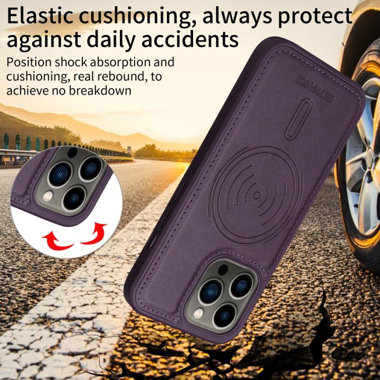 For iPhone 13 Pro BETOPNICE Horizontal Flip Detachable MagSafe Wallet Phone Case(Purple)