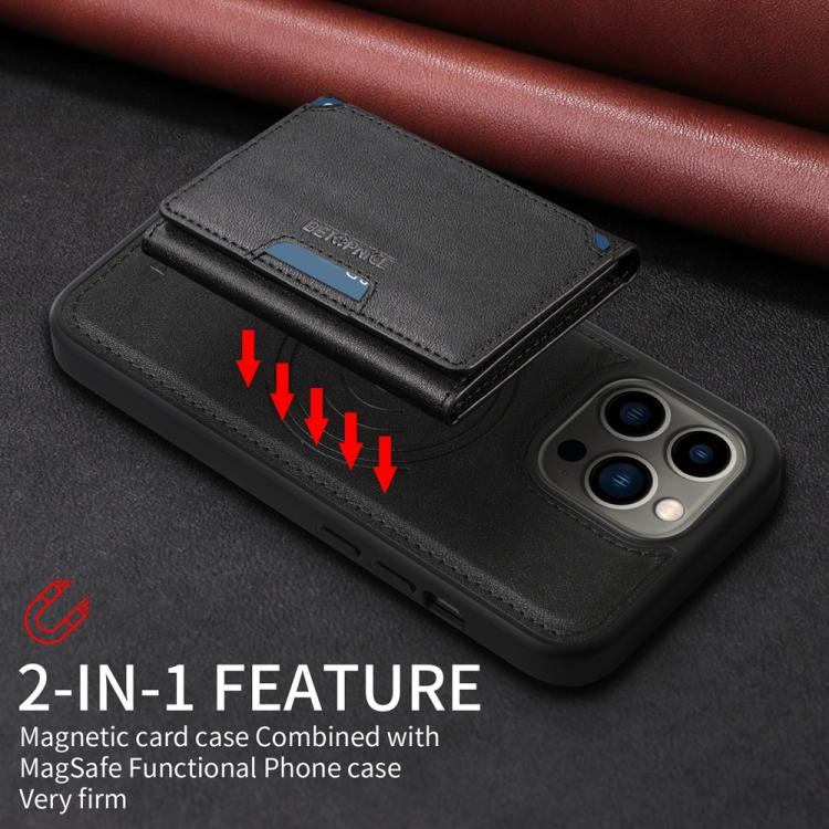 For iPhone 13 Pro BETOPNICE Horizontal Flip Detachable MagSafe Wallet Phone Case(Black)