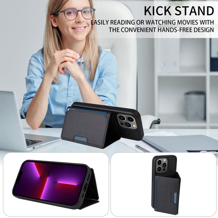 For iPhone 13 Pro BETOPNICE Horizontal Flip Detachable MagSafe Wallet Phone Case(Black)