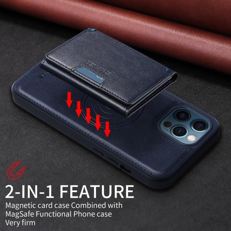 For iPhone 12 Pro Max BETOPNICE Horizontal Flip Detachable MagSafe Wallet Phone Case(Blue)