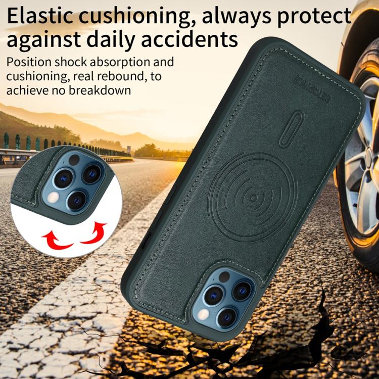 For iPhone 12 Pro Max BETOPNICE Horizontal Flip Detachable MagSafe Wallet Phone Case(Green)