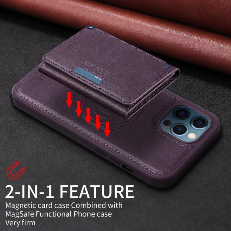For iPhone 12 Pro Max BETOPNICE Horizontal Flip Detachable MagSafe Wallet Phone Case(Purple)