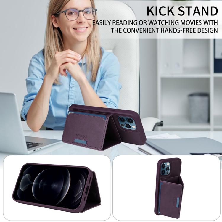 For iPhone 12 Pro Max BETOPNICE Horizontal Flip Detachable MagSafe Wallet Phone Case(Purple)
