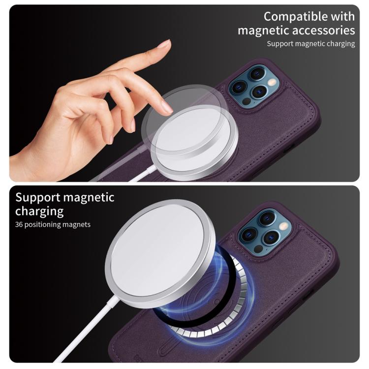 For iPhone 12 Pro Max BETOPNICE Horizontal Flip Detachable MagSafe Wallet Phone Case(Purple)