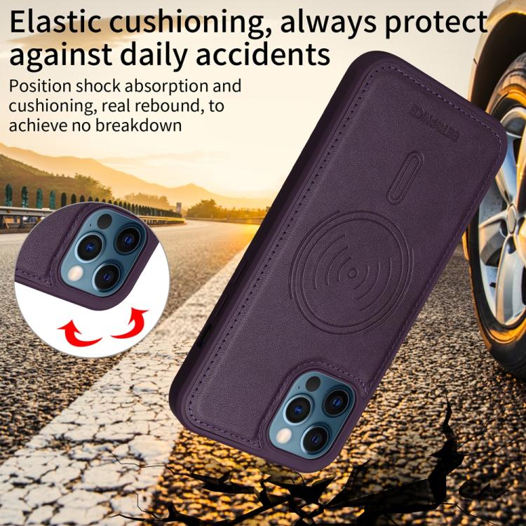 For iPhone 12 Pro Max BETOPNICE Horizontal Flip Detachable MagSafe Wallet Phone Case(Purple)