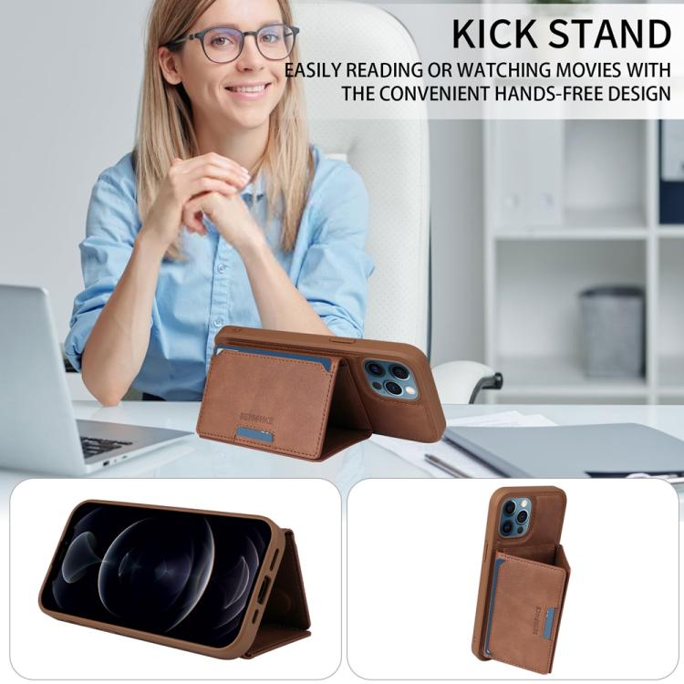 For iPhone 12 Pro Max BETOPNICE Horizontal Flip Detachable MagSafe Wallet Phone Case(Brown)