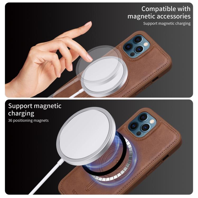 For iPhone 12 Pro Max BETOPNICE Horizontal Flip Detachable MagSafe Wallet Phone Case(Brown)