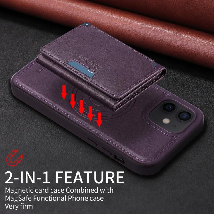 For iPhone 12 / 12 Pro BETOPNICE Horizontal Flip Detachable MagSafe Wallet Phone Case(Purple)