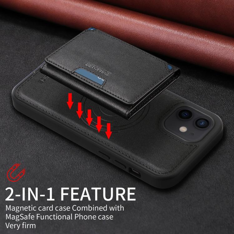 For iPhone 12 / 12 Pro BETOPNICE Horizontal Flip Detachable MagSafe Wallet Phone Case(Black)