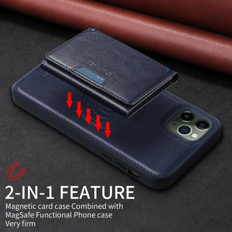 For iPhone 11 Pro Max BETOPNICE Horizontal Flip Detachable MagSafe Wallet Phone Case(Blue)