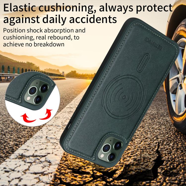 For iPhone 11 Pro Max BETOPNICE Horizontal Flip Detachable MagSafe Wallet Phone Case(Green)