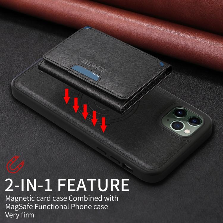 For iPhone 11 Pro Max BETOPNICE Horizontal Flip Detachable MagSafe Wallet Phone Case(Black)
