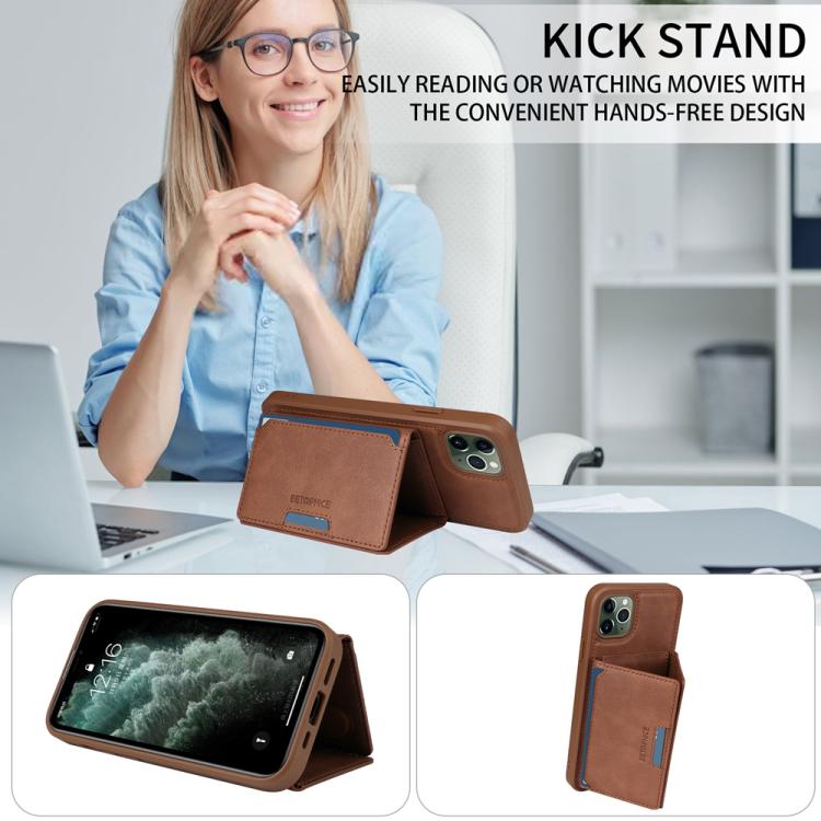 For iPhone 11 Pro Max BETOPNICE Horizontal Flip Detachable MagSafe Wallet Phone Case(Brown)