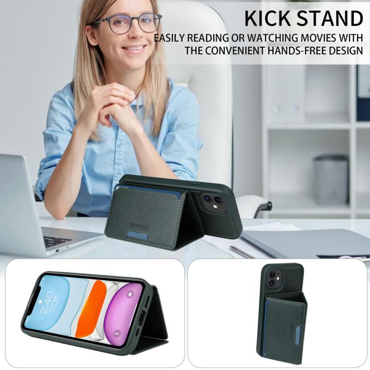 For iPhone 11 BETOPNICE Horizontal Flip Detachable MagSafe Wallet Phone Case(Green)