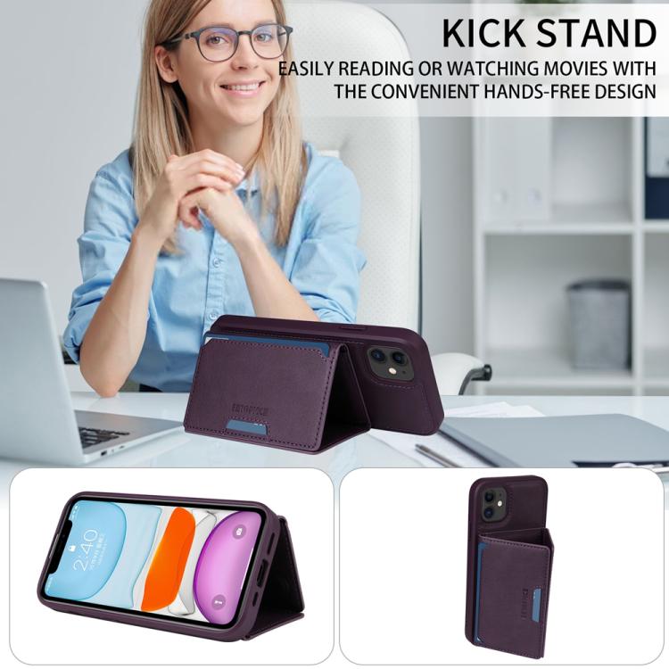 For iPhone 11 BETOPNICE Horizontal Flip Detachable MagSafe Wallet Phone Case(Purple)
