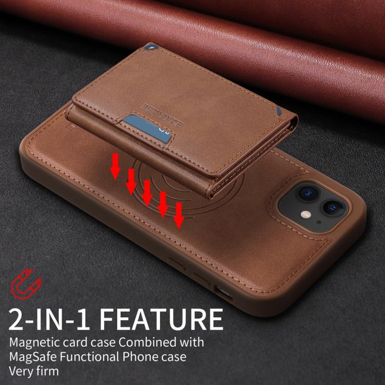 For iPhone 11 BETOPNICE Horizontal Flip Detachable MagSafe Wallet Phone Case(Brown)