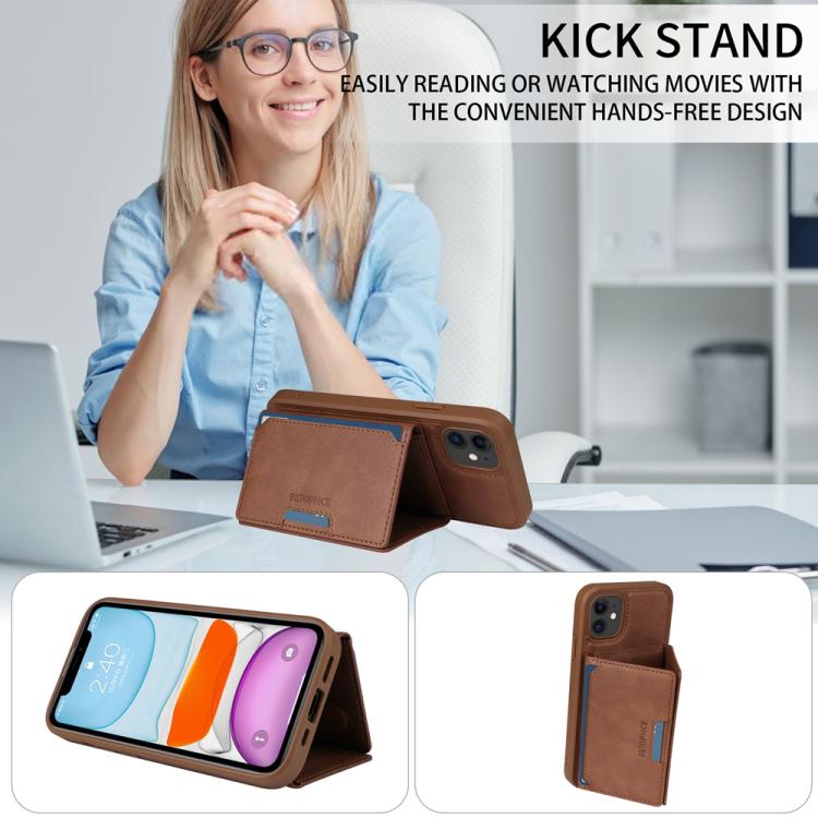 For iPhone 11 BETOPNICE Horizontal Flip Detachable MagSafe Wallet Phone Case(Brown)