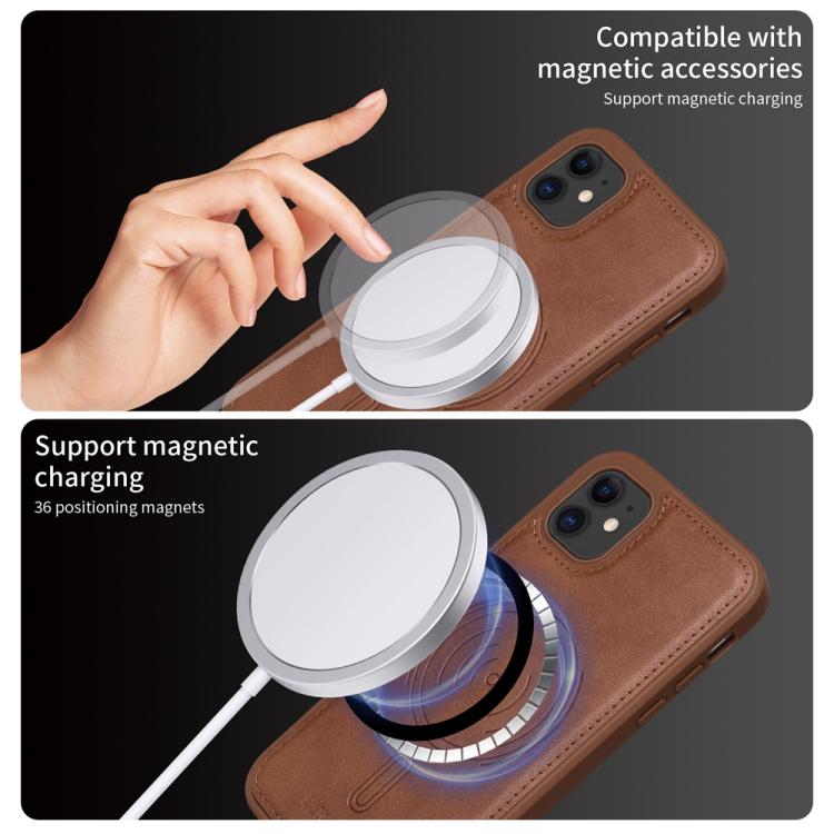 For iPhone 11 BETOPNICE Horizontal Flip Detachable MagSafe Wallet Phone Case(Brown)