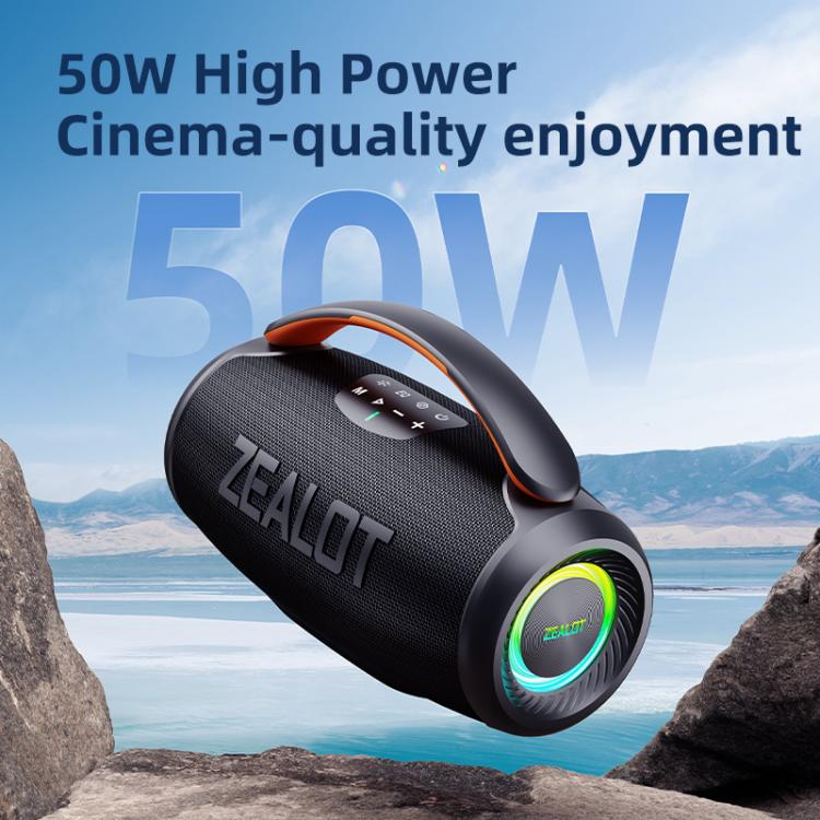 Zealot P11 50W Portable Outdoor RGB Bluetooth Speaker(Black)