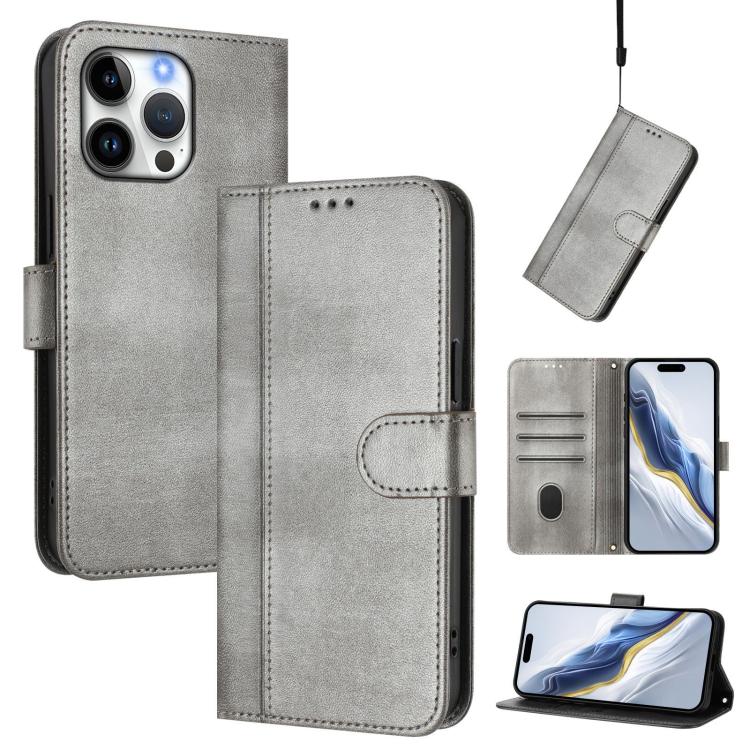 Line Splicing Buckle Retro Leather Phone Case, For iPhone 17, For iPhone Air, For iPhone 16 Pro Max