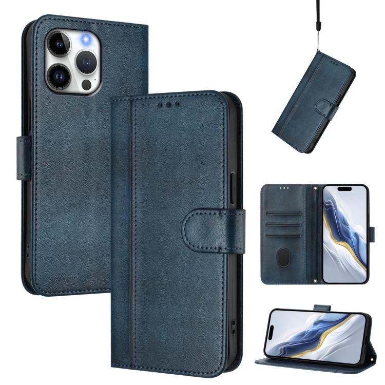 Line Splicing Buckle Retro Leather Phone Case, For iPhone 17, For iPhone Air, For iPhone 16 Pro Max