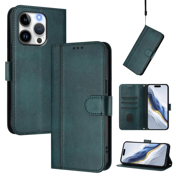 Line Splicing Buckle Retro Leather Phone Case, For iPhone 15 Pro Max, For iPhone 15 Pro, For iPhone 15 Plus