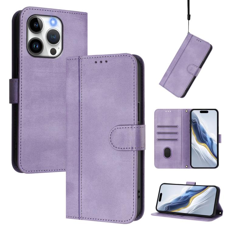 Line Splicing Buckle Retro Leather Phone Case, For iPhone 13 Pro Max, For iPhone 13 Pro, For iPhone 13 mini