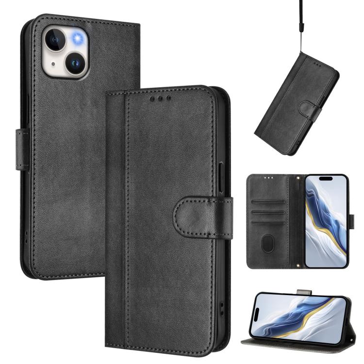 Line Splicing Buckle Retro Leather Phone Case, For iPhone 13 Pro Max, For iPhone 13 Pro, For iPhone 13 mini