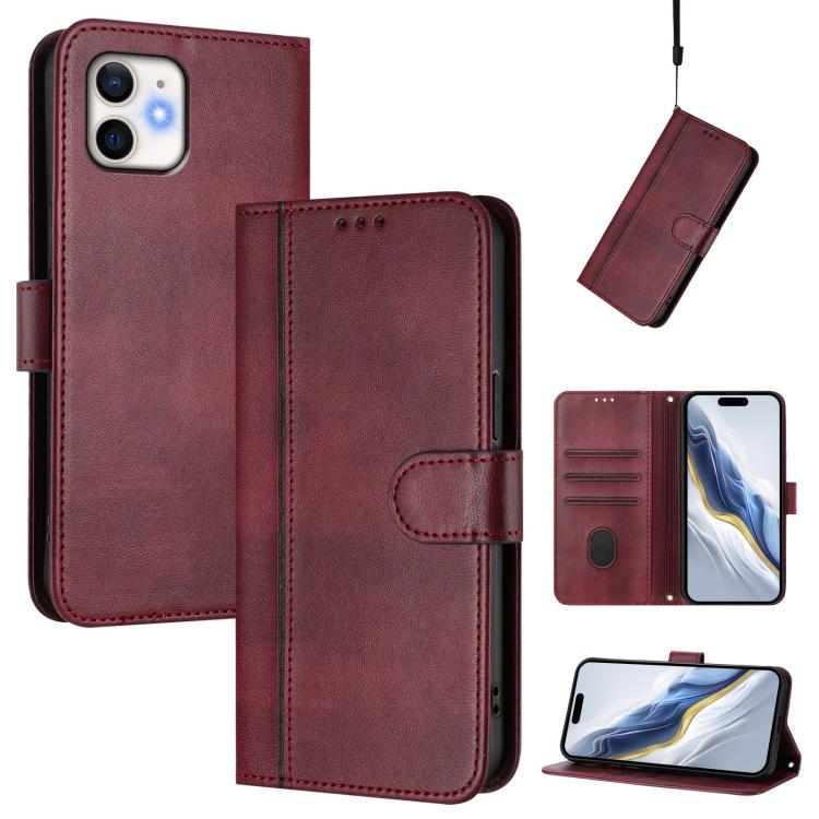 Line Splicing Buckle Retro Leather Phone Case, For iPhone 12 / 12 Pro, For iPhone 12 Pro Max, For iPhone 12 mini