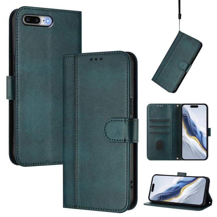 Line Splicing Buckle Retro Leather Phone Case, For iPhone 7 Plus / 8 Plus