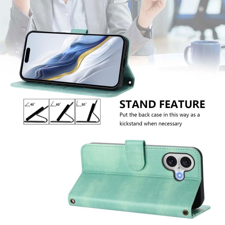 Line Splicing Buckle Retro Leather Phone Case, For iPhone 17, For iPhone Air, For iPhone 16 Pro Max