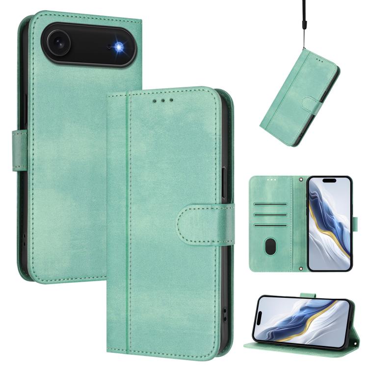 Line Splicing Buckle Retro Leather Phone Case, For iPhone 17, For iPhone Air, For iPhone 16 Pro Max