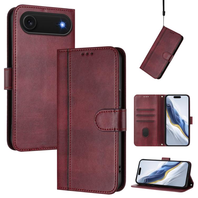 Line Splicing Buckle Retro Leather Phone Case, For iPhone 17, For iPhone Air, For iPhone 16 Pro Max