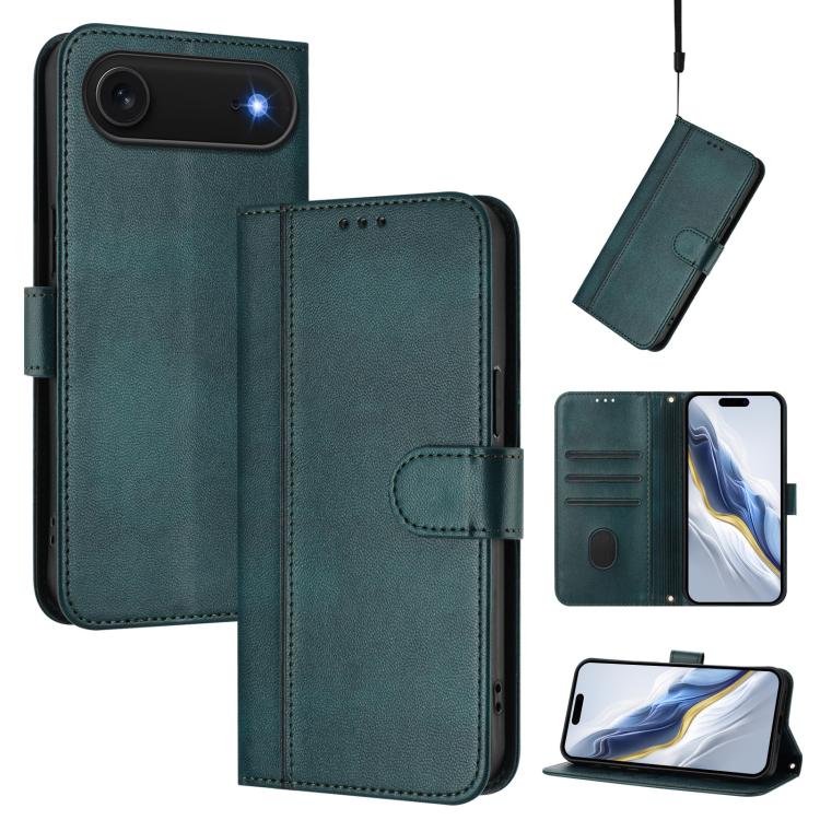 Line Splicing Buckle Retro Leather Phone Case, For iPhone 17, For iPhone Air, For iPhone 16 Pro Max