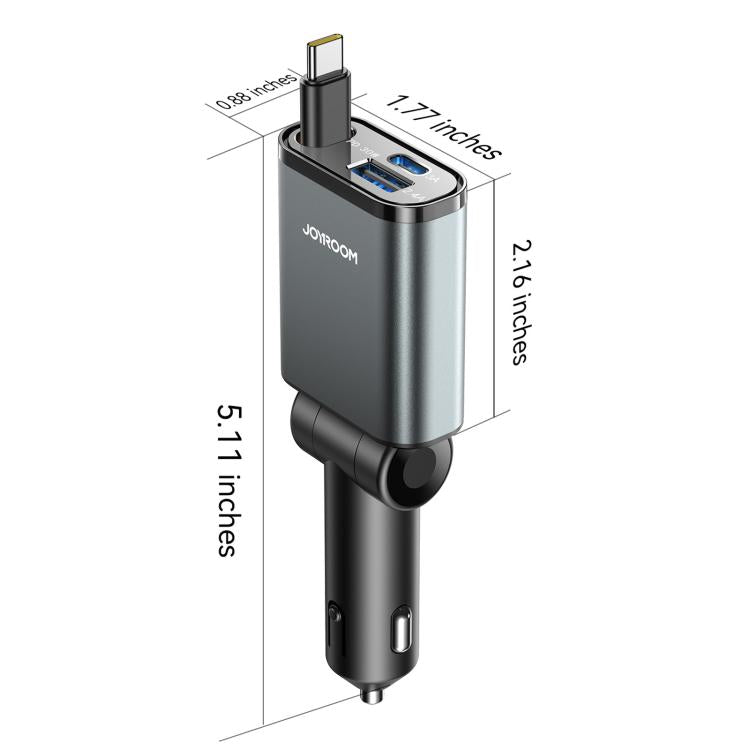 JOYROOM JR-CCL07 3 in 1 Retractable Car Charger(Dark Gray)