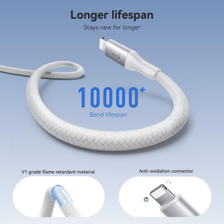 JOYROOM S-A28 Flash Series 480Mbps Fast Charging Data Cable, USB to 8 Pin Cable, Length: 1m(White)