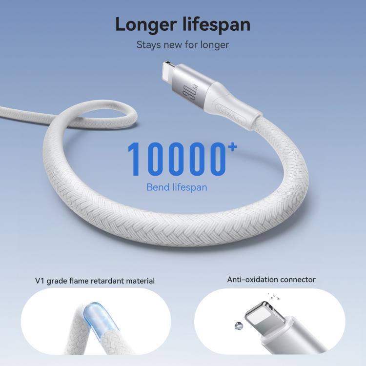 JOYROOM S-A28 Flash Series 60W 480Mbps Fast Charging Data Cable, Type-C to 8 Pin Cable, Length: 2m(White)