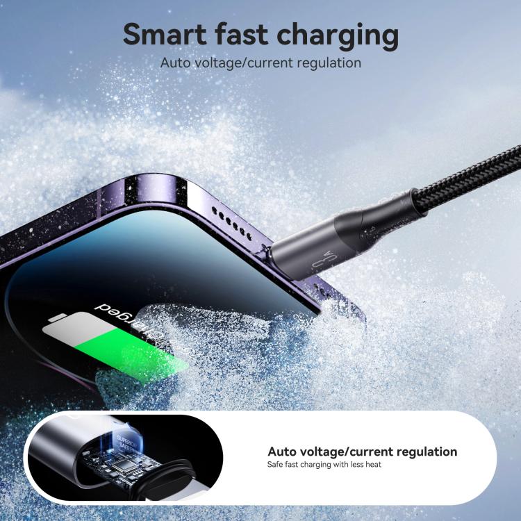 JOYROOM S-A28 Flash Series 60W 480Mbps Fast Charging Data Cable, USB to 8 Pin Cable, Length: 2m(Black)