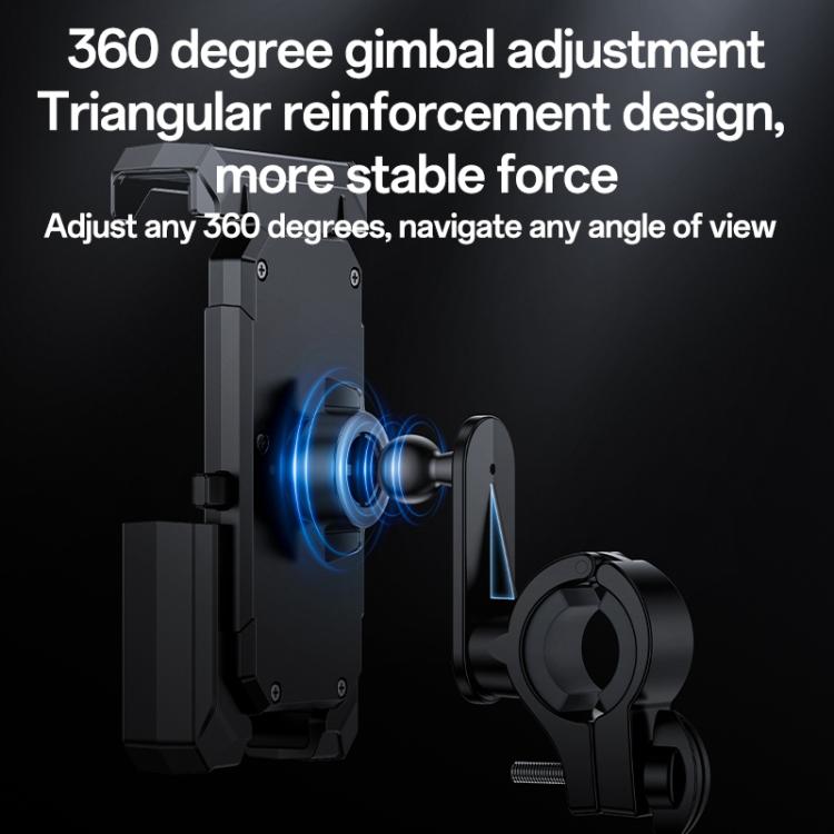 Yesido C331 360 Degree Adjustment Mechanical Locking Bicycle Phone Holder(Black)