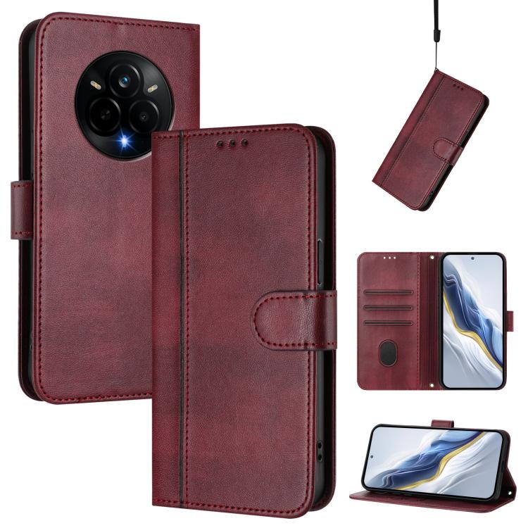 Line Splicing Buckle Retro Leather Phone Case, For Realme C71 4G Global, For Realme V70 5G / C75 5G, For Realme Narzo 80 Pro / 14 Pro 5G India